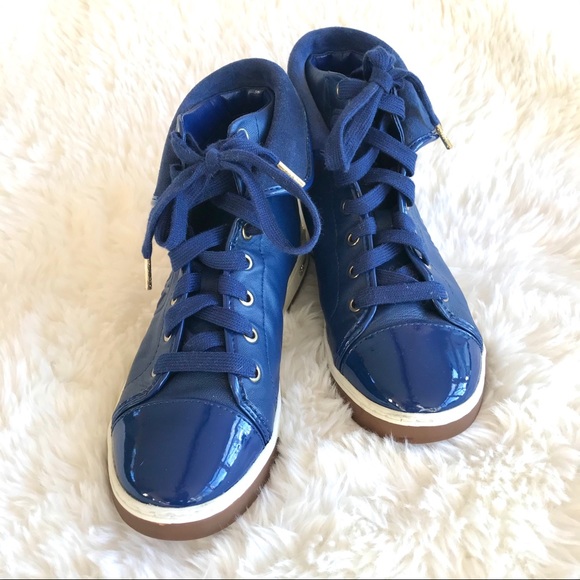 MICHAEL KORS Blue High Top Leather Sneakers - Picture 3 of 14